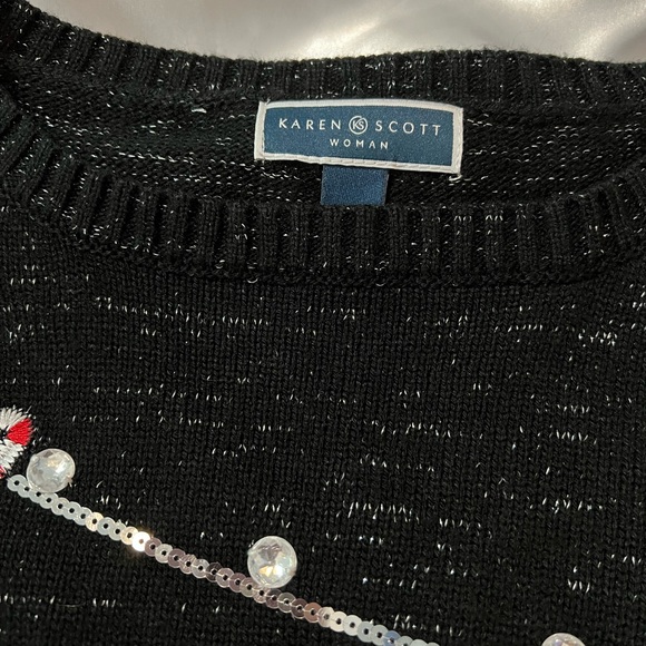 Karen Scott Black Sweater with Festive Accents size 3X - Picture 9 of 13